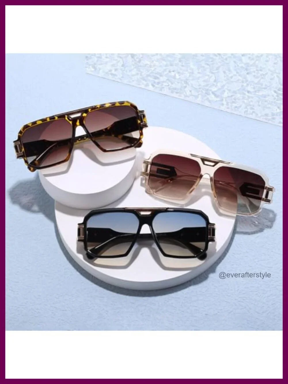 Oversized Retro Square Sunglasses Metal Frame UV400 Protection Unisex